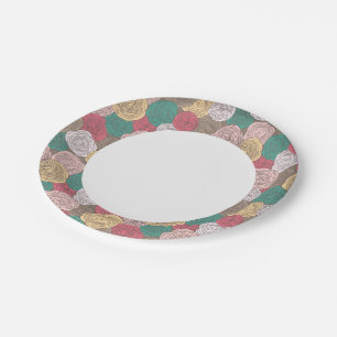 Stylish floral pattern. Bright floral Paper Plate