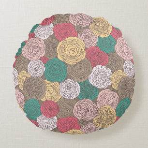 Stylish floral pattern. Bright floral Round Cushion