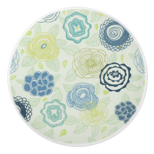 Stylish floral pattern with cute flowers ceramic knob