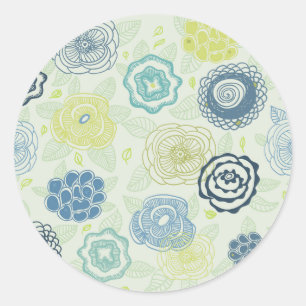 Stylish floral pattern with cute flowers classic round sticker