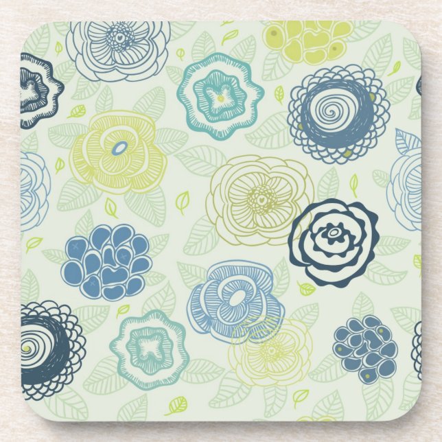 Stylish floral pattern with cute flowers coaster (Front)