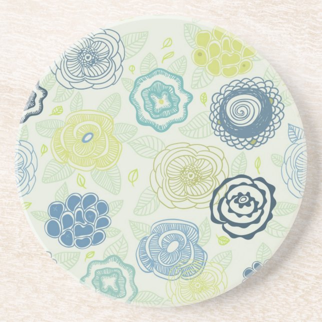 Stylish floral pattern with cute flowers coaster (Front)