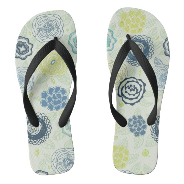 Stylish floral pattern with cute flowers jandals (Footbed)