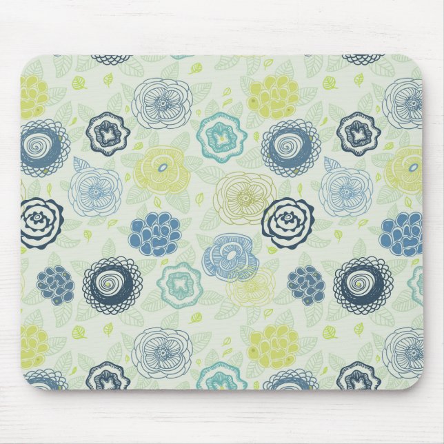 Stylish floral pattern with cute flowers mouse pad (Front)