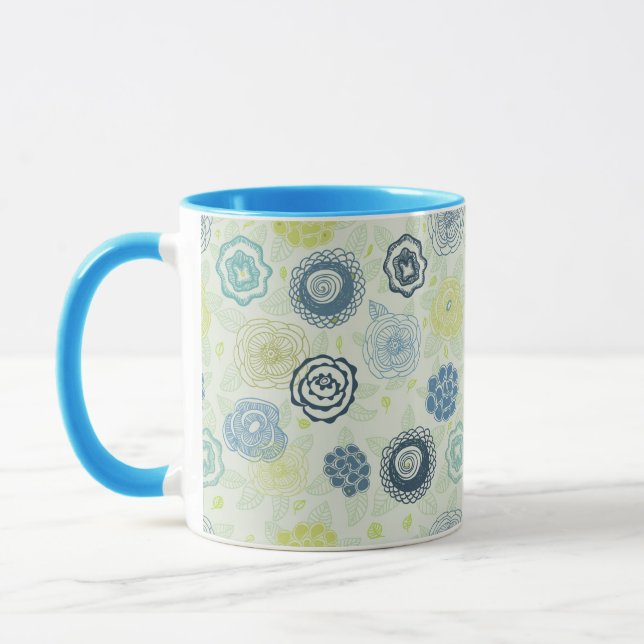 Stylish floral pattern with cute flowers mug (Left)