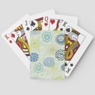 Stylish floral pattern with cute flowers playing cards