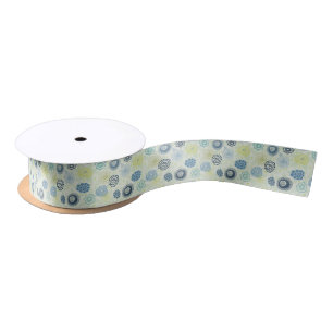 Stylish floral pattern with cute flowers satin ribbon