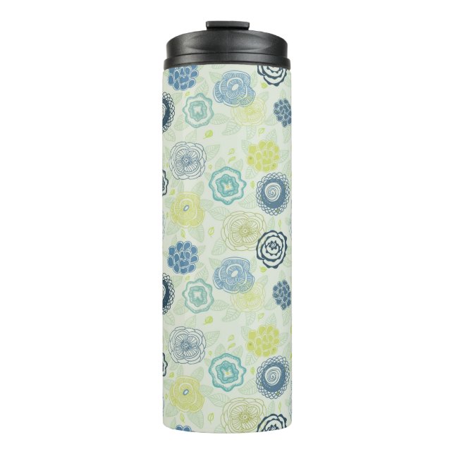 Stylish floral pattern with cute flowers thermal tumbler (Front)