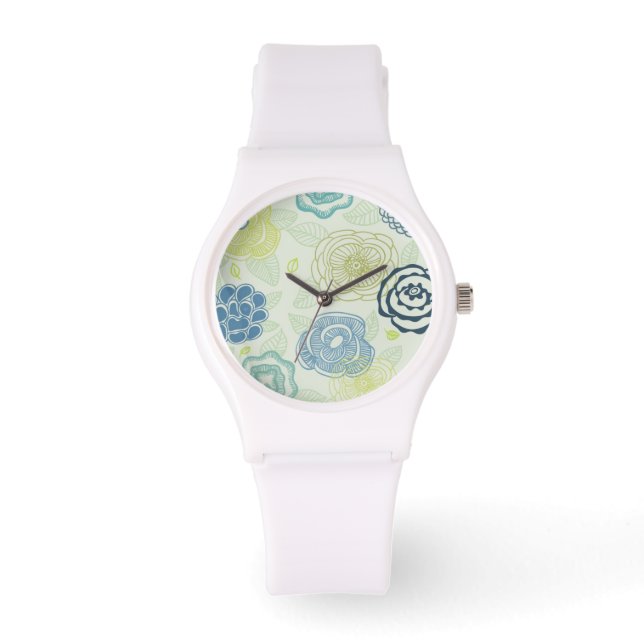 Stylish floral pattern with cute flowers watch (Front)