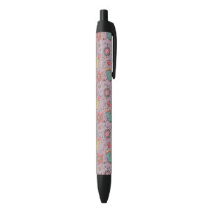 Stylish floral pattern with flowers black ink pen