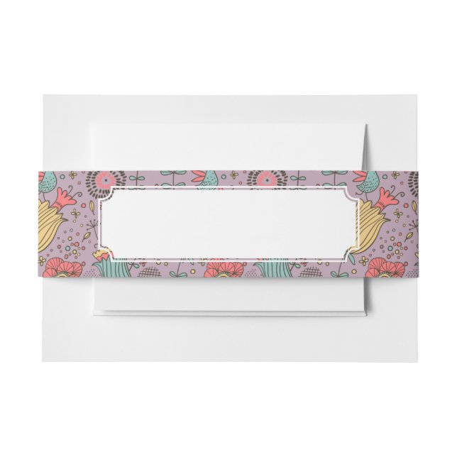 Stylish floral pattern with flowers invitation belly band (Front Example)
