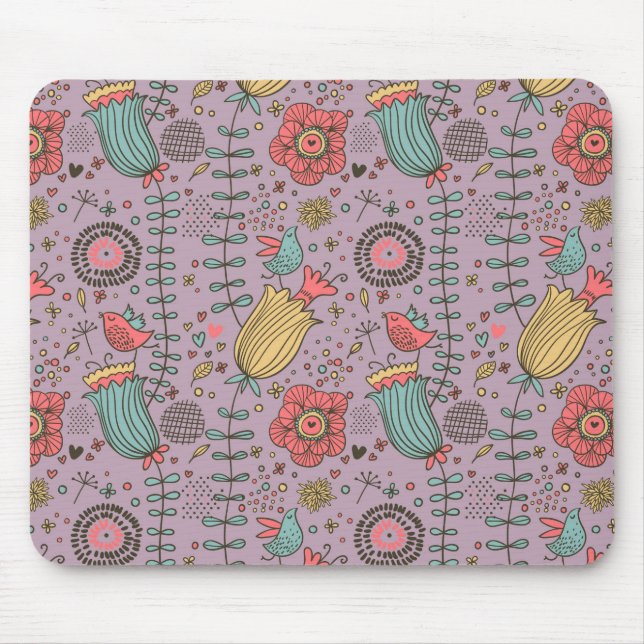 Stylish floral pattern with flowers mouse pad (Front)