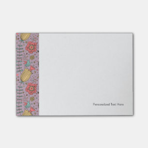 Stylish floral pattern with flowers post-it notes