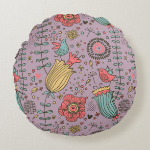 Stylish floral pattern with flowers round cushion
