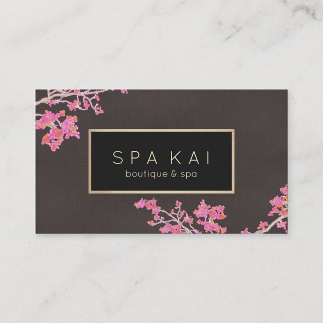 Stylish Floral Spa Massage Therapist Boutique Spa Business Card (Front)