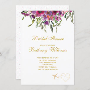 Stylish Floral Travel Bridal Shower Invitation