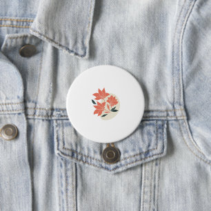 Stylish Floral White Custom Round Button for Event