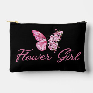 stylish flower girl ,pink butterfly cute black accessory pouch