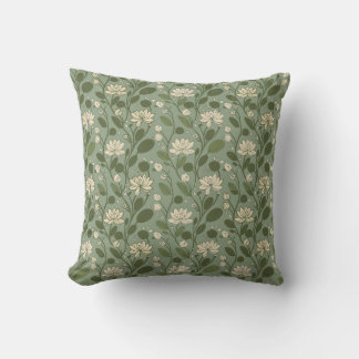 Stylish Flower Pattern on Laurel Green Cushion