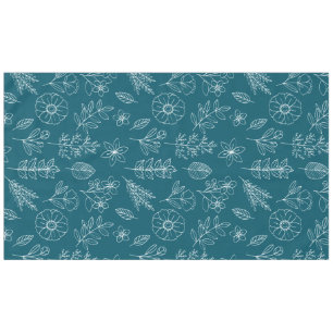 Stylish flowers foliage dark teal pattern tablecloth