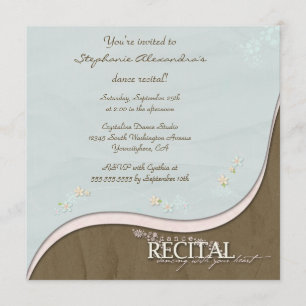 Stylish flowers girl's dance recital invitation