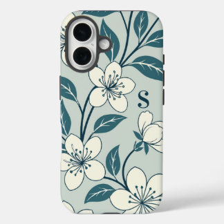 Stylish Flowers White Floral Botanical Pattern iPhone 16 Case