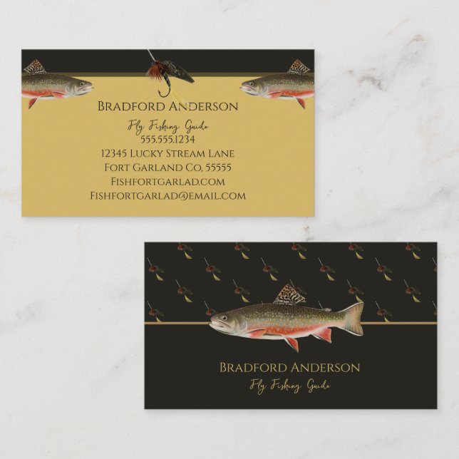 Stylish Fly Fishing Guide Business Card (Front/Back)