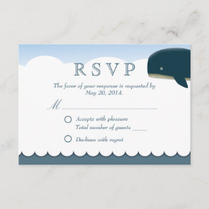 Stylish Flying Whale Wedding RSVP Card