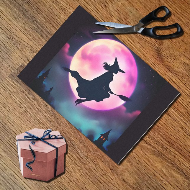  Stylish Flying Witch in purple sky Tissue Paper (Creator Uploaded)