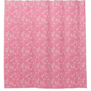 Stylish foliage pink pattern shower curtain
