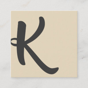 Stylish Font Asymmetric (beige / grey) Square Business Card