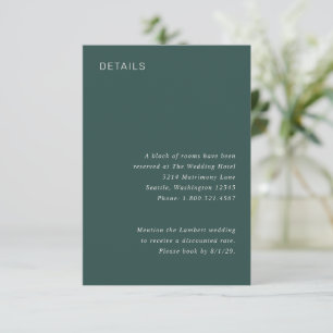 Stylish Forest Green Minimalist Wedding Enclosure Card
