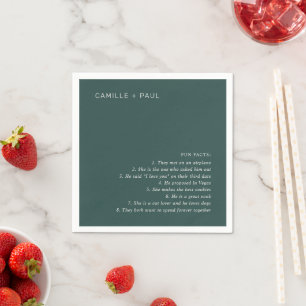 Stylish Forest Green Minimalist Wedding Napkin