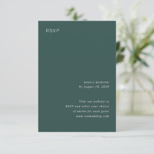 Stylish Forest Green Minimalist Wedding RSVP Card
