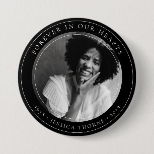 Stylish Forever in Our Hearts Memorial Photo 7.5 Cm Round Badge