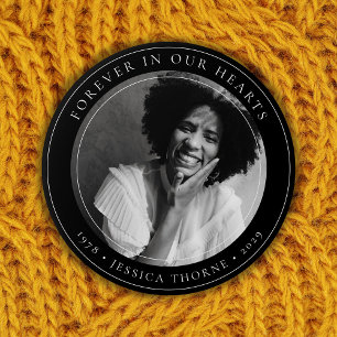 Stylish Forever in Our Hearts Memorial Photo 7.5 Cm Round Badge