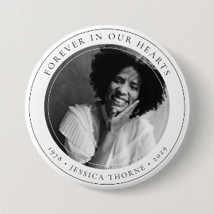 Stylish Forever in Our Hearts Memorial Photo 7.5 Cm Round Badge