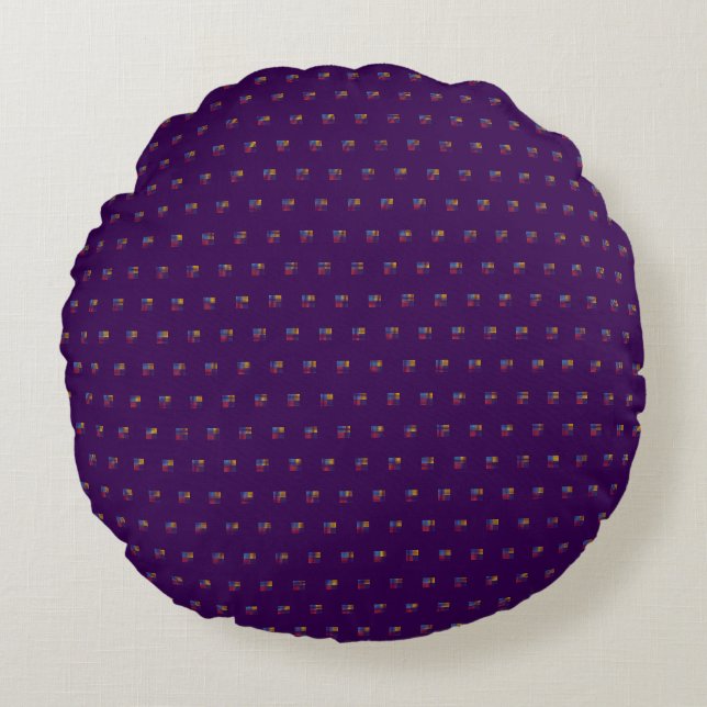 Stylish Four Colour Square Mark Round Cushion (Front)