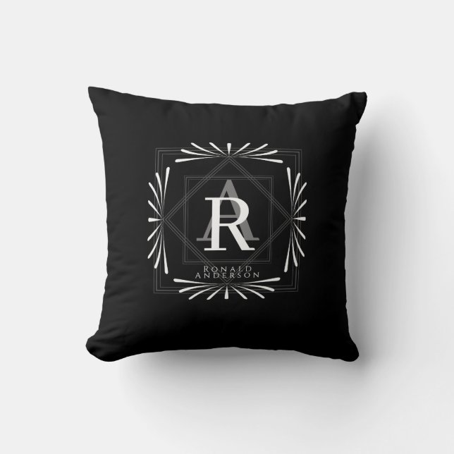 Stylish Frame Black Monogram  Cushion (Front)