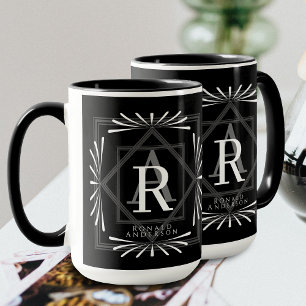 Stylish Frame Black Monogram Mug