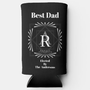 Stylish Frame Black Monogram Seltzer Can Cooler