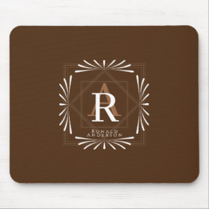 Stylish Frame Brown Monogram Mouse Pad
