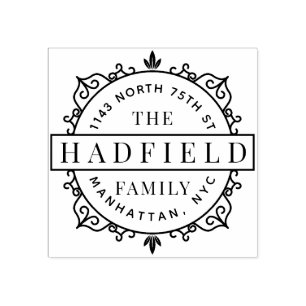 Stylish Frame & Modern Family Name Return Address Rubber Stamp