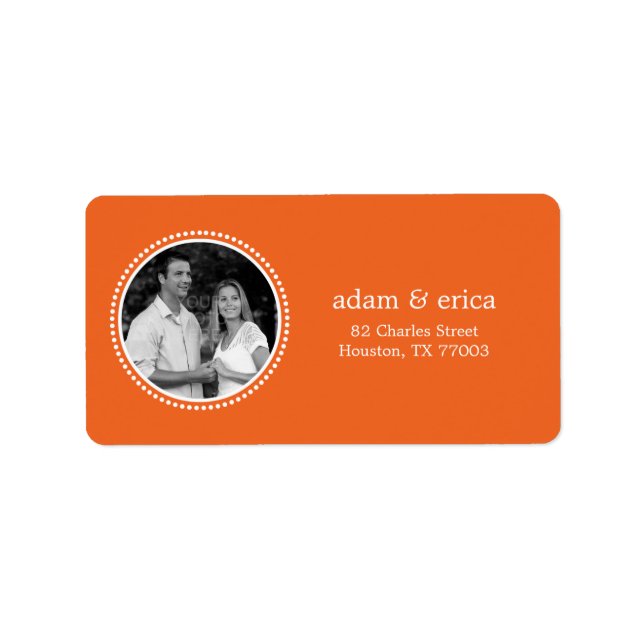Stylish Frame Photo Address Labels (Orange) (Front)