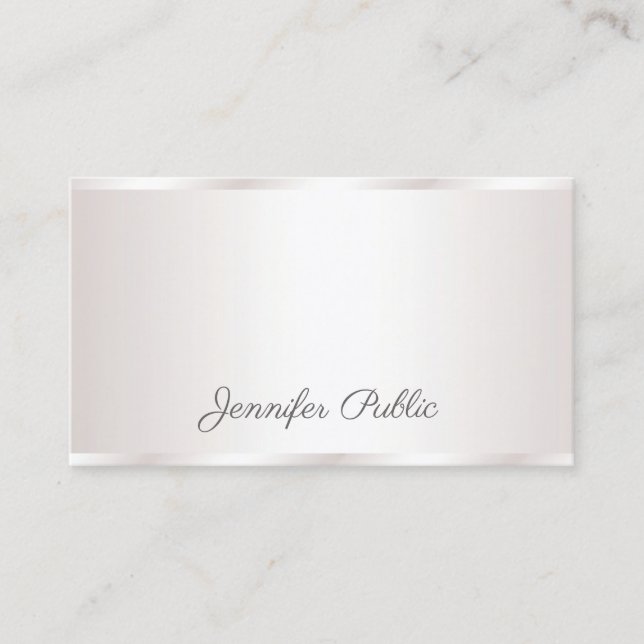 Stylish Freehand Script Modern Glam Plain Luxury Business Card (Front)