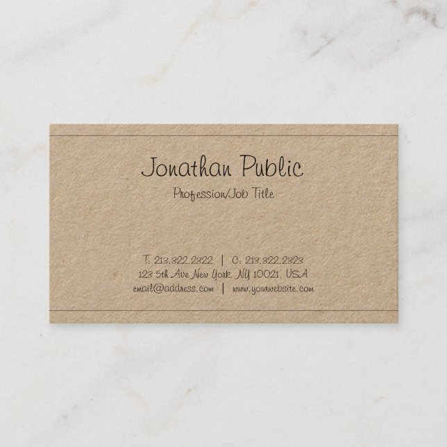 Stylish Freehand Script Sleek Trendy Plain Luxury Business Card (Front)