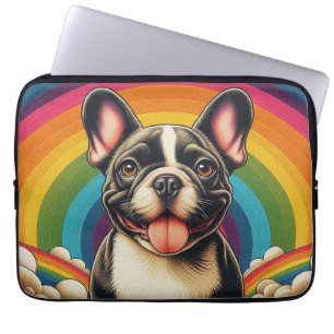 Stylish French Bulldog Dog Colourful Rainbow Laptop Sleeve