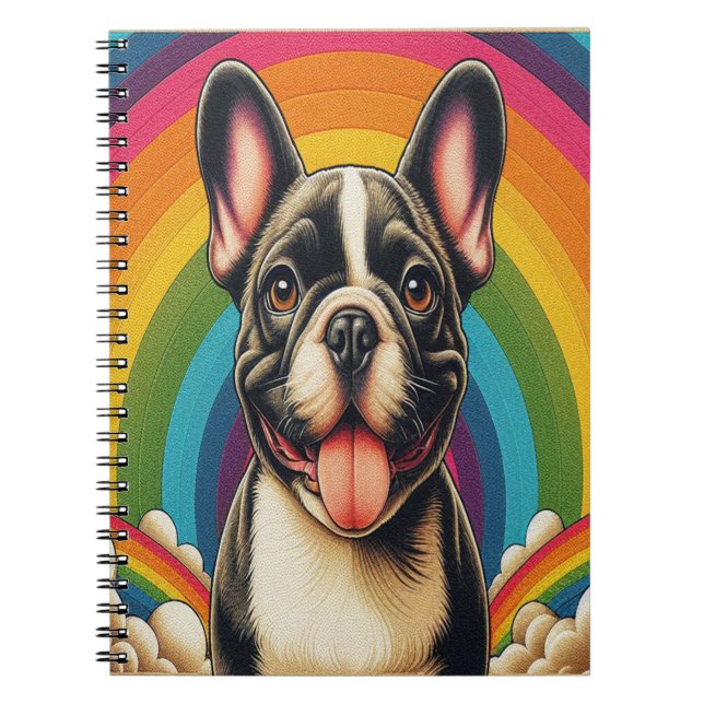 Stylish French Bulldog Dog Colourful Rainbow Notebook (Front)