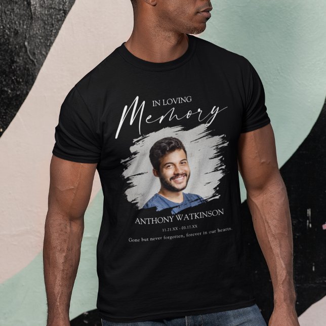 Stylish Front And Back Photo Funeral T-Shirt (Creator Uploaded)