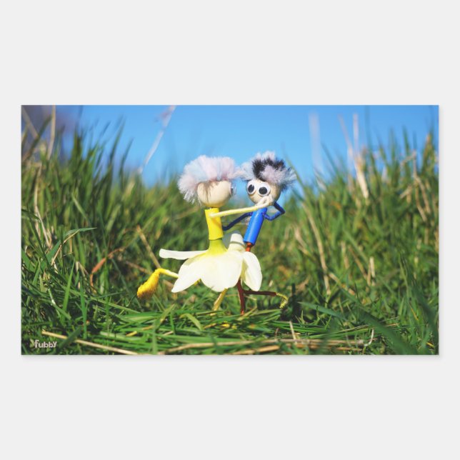 Stylish Fubby's in Narcissen's dress. Rectangular Sticker (Front)